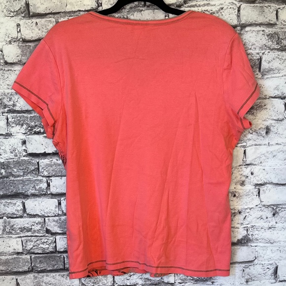 Christopher and Banks Salmon/Pink with Grey Embellishments Blouse Size XL - Picture 3 of 7